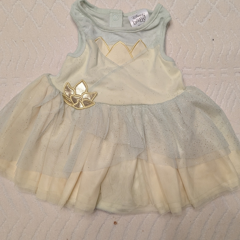 Disney Baby Cream and Light Green Dress